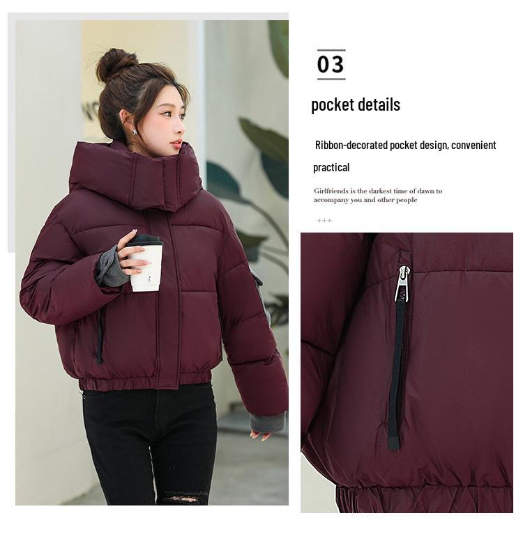 2025 Autumn/Winter Korean Style Versatile Hooded Cotton Jacket