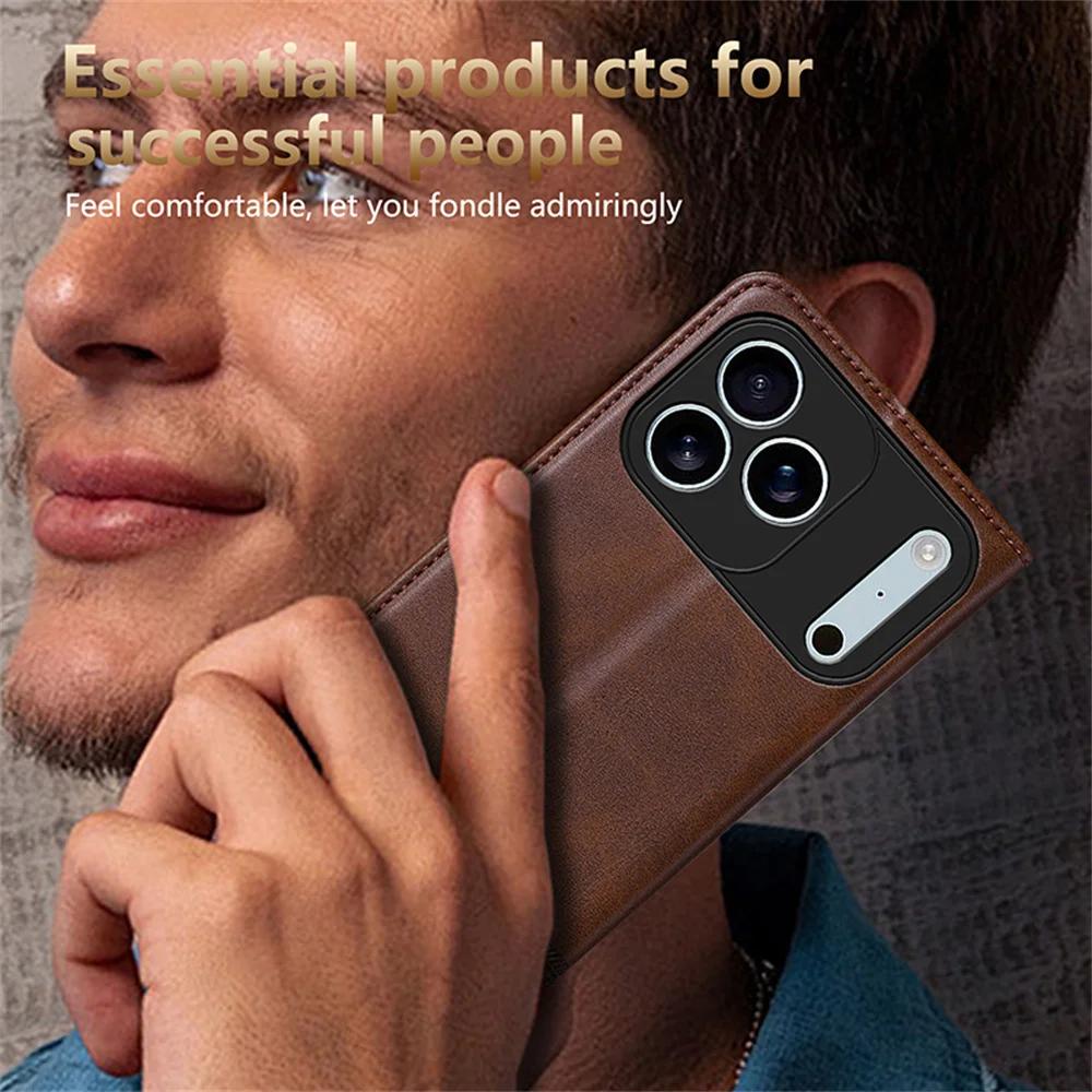 Magnetic Flip Leather Phone Case For iPhone 17 15 16 Pro Max Air 14 13 12 11 XR XS Max 7 8 Plus SE Wallet Slot Card Holder Cover