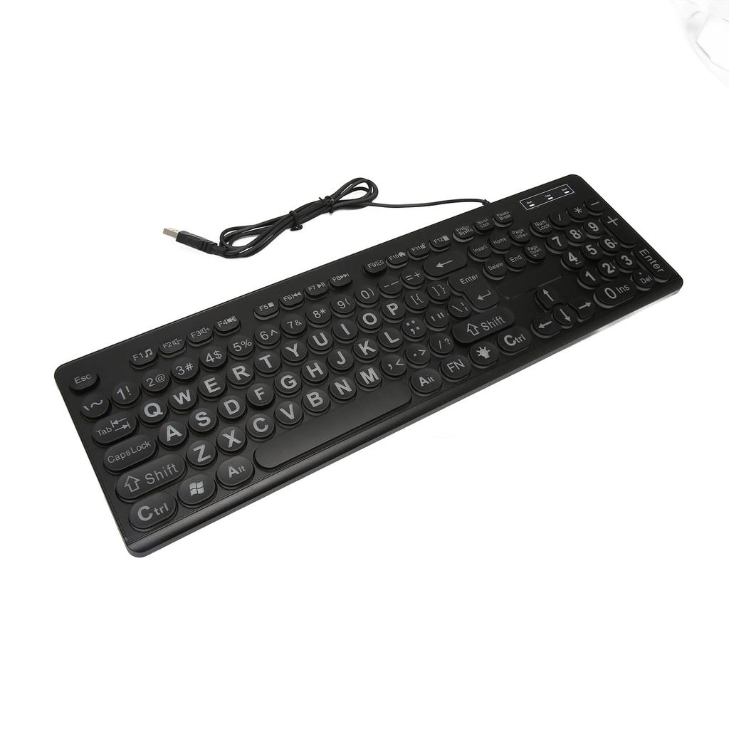 104 Tasten Kabelgebundene Tastatur mit Hintergrundbeleuchtung, Tastatur mit großem Druck, Business-Standard-Tastatur für ältere Menschen und Sehbehinderte