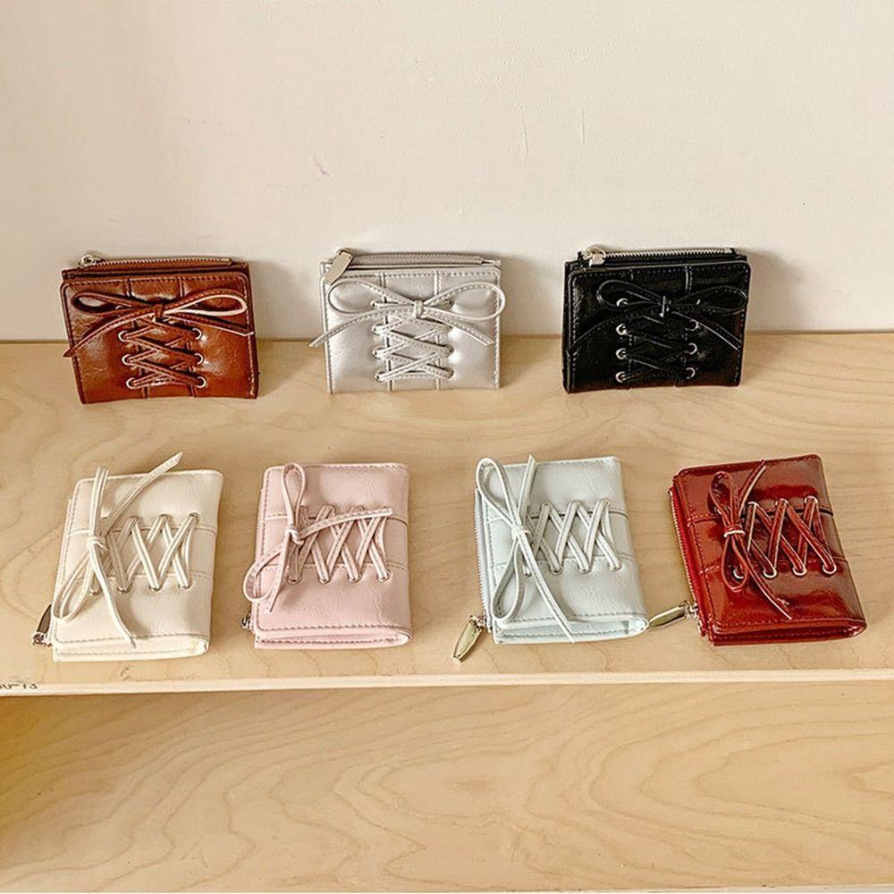 Purse Bow Wallet Korean Style PU Leather Card Holder Retro Coin Pouch  Card Storage Bag