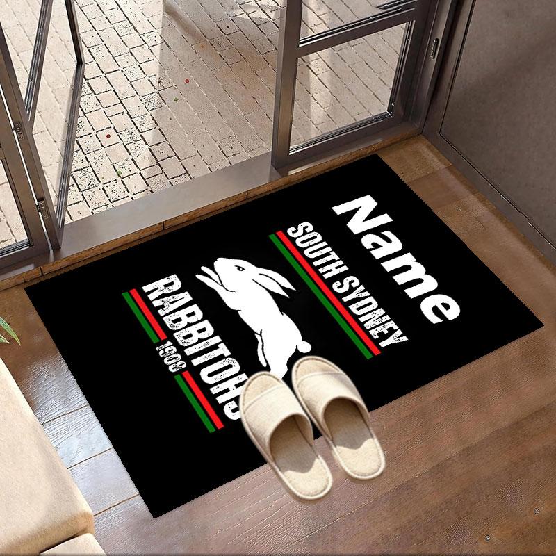 Custom Name Personalized South Sydney Rabbitohs Print Carpet, Versatile Home Decor Rug, for Playroom, Apartment, Balcony, Entryway, Hallway Gift