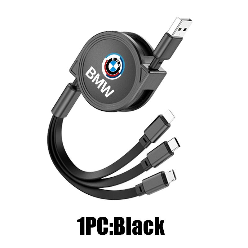 

3 In 1 Retractable Data USB Charger Fast Cable Car Styling For BMW Performance M2 M3 M4 X1 X3 X4 X5 E87 X7 E91 G20