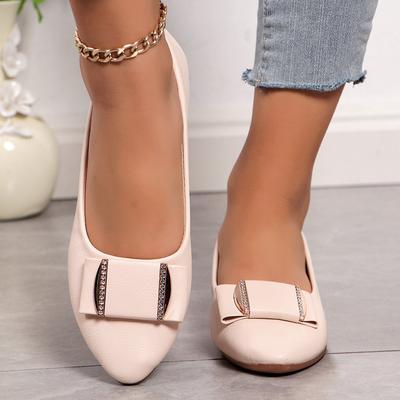 Flat-soled Single Shoes Spring and Autumn New Shallow Soft-soled Pointed Beanie Ladyshoes Casual Mother Shoes