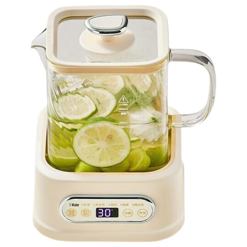 BASSENS 1L Glass Health Pot & Tea Kettle