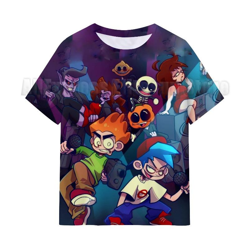 Friday Night Funkin 3D T Shirts Kids Children Game T-shirts Boys Girls Cartoon Anime Tshirts Summer Toddler Tee Streetwear