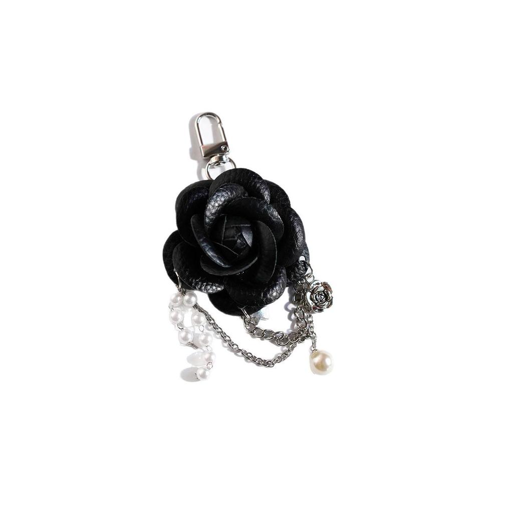 Camellia Handbag Keychain with Creative Bow Knot Pendant & Car Key Lanyard Gift