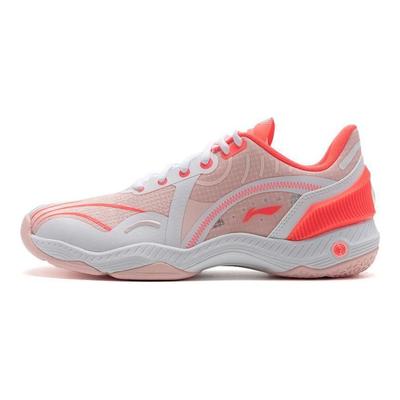 Buty do badmintona Li Ning Qixi z niską cholewką Buty unisex Biało-czerwone AYZT009-2