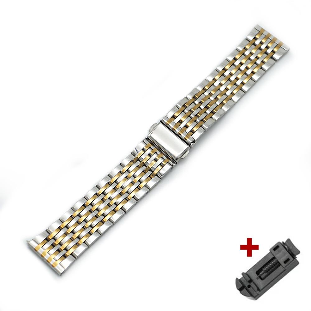 Stainless Steel Watchband Metal Watch Band Premium Solid Polished Bracelet Straps Curved End 24mm 23mm 22mm 21mm 20mm 19mm 18mm