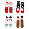 4 Pairs Thick Warm Coral Fleece Socks for Women Men Funny Christmas Pattern Seasonal Indoor Sleeping Slipper Socks