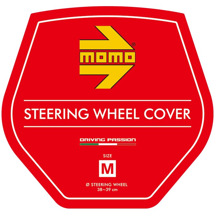 MOMO SUPER GRIP Steering Wheel Cover for Kei Compact and Minivans with Yellow MOMO Size M Cars, Cars, (Black-Yellow logo, (38-39cm))