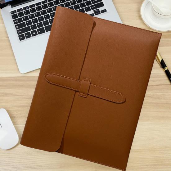 Faux Leather Document Bag Large Capacity Lightweight Waterproof Document Organizer Business Students Portable File Holder with Secure Closure