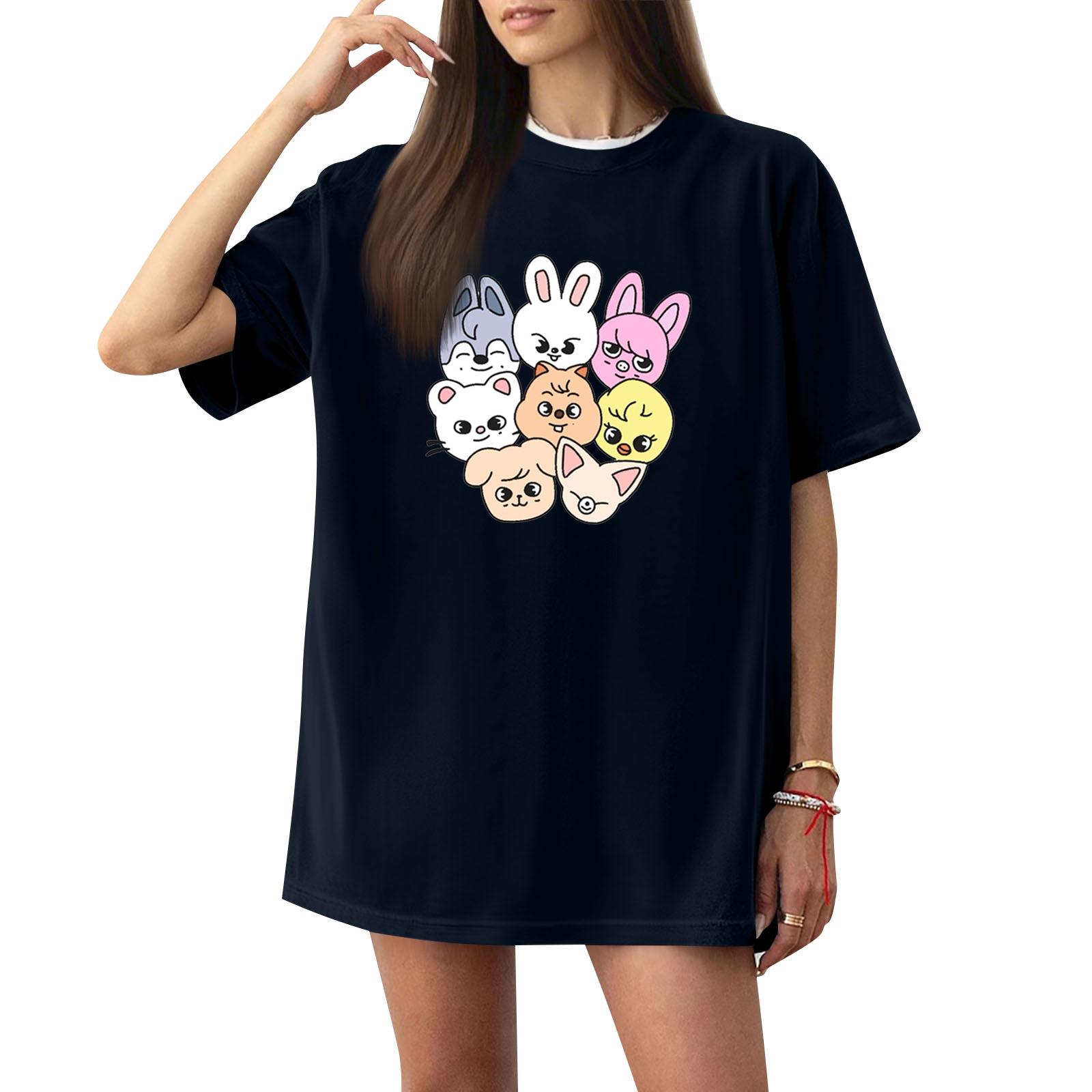 

Fashion Round Neck Raglan Short Sleeve Workwear Printed Tops Ladies Summer Tops XXXL Темно-синій