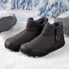 Men's Winter Warm Snow Boots With Zipper Non-Slip Water Resistant Faux Fur Lined Ankle Booties Outdoor Fully High-Top Hiking Walking Shoes for Men