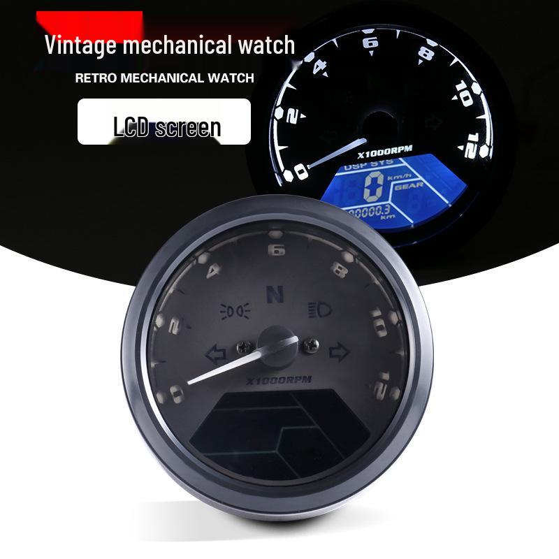 Universal Motorcycle LCD Speedometer Odometer Tachometer with Oil Gauge
