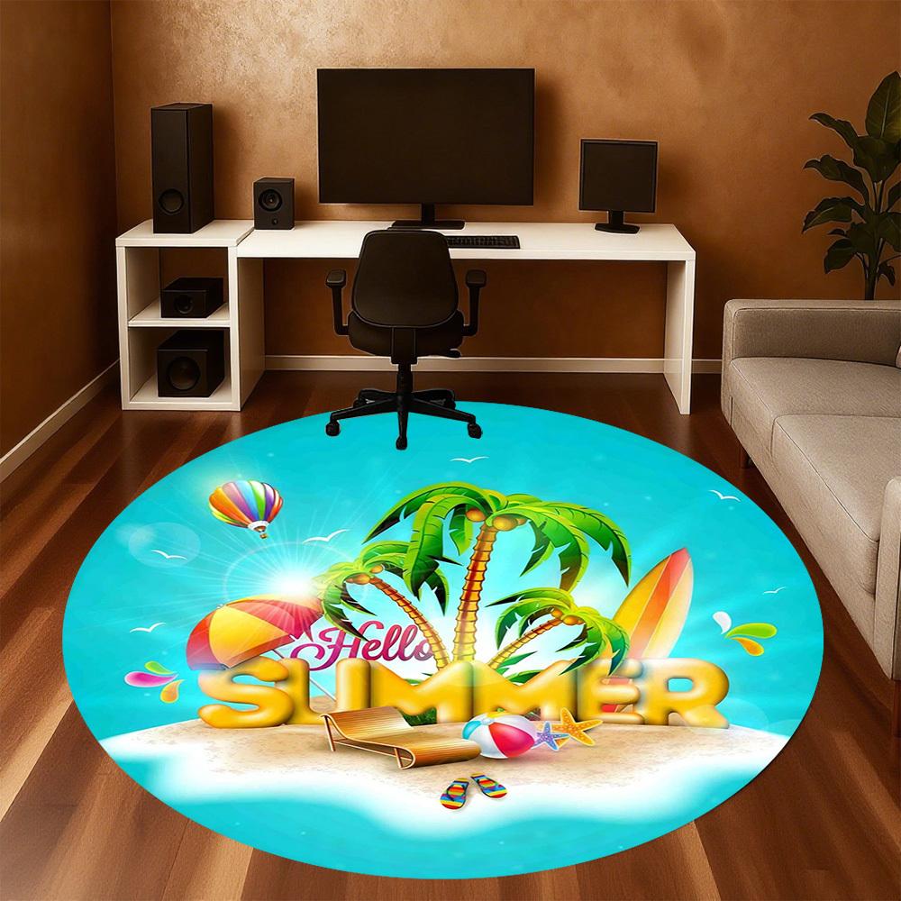 1pc summer beach Round Chair mat office Area Rug - Non-Slip, Floor Mat for Office, Bedroom, Ideal home decor gift c0112060