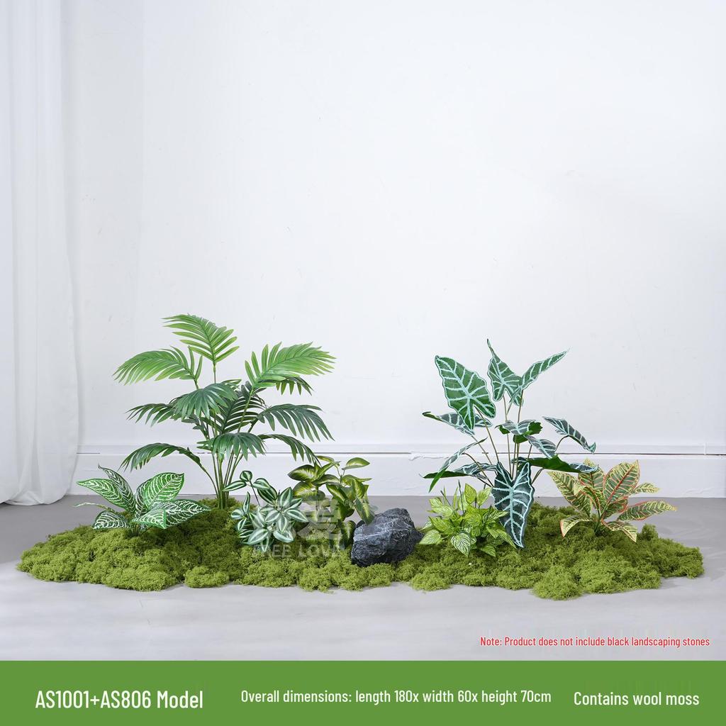 Luxury Faux Green Plant and Flower Decor - Indoor Moss and Grass Clusters for Elegant Landscaping.