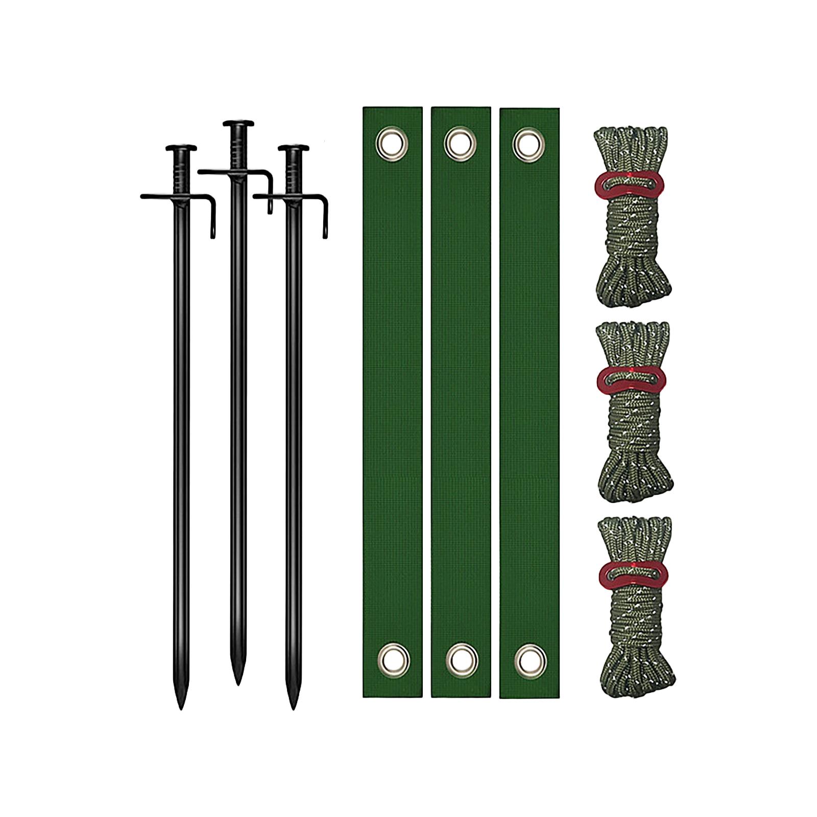 Tree Stake Kit - Green Heavy Duty Tree Stake Support, Tree Binding And Windproof Fixing Straps One Size армия зеленый