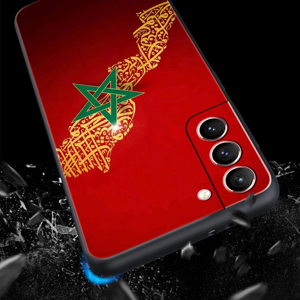 Bandiera Marocchina Maroc Marocco Custodia per Telefono Passaporto Per Samsung Galaxy S26 Ultra S25 Plus S24 FE S23 S22 5G S21 S20 Cover Nera Morbida
