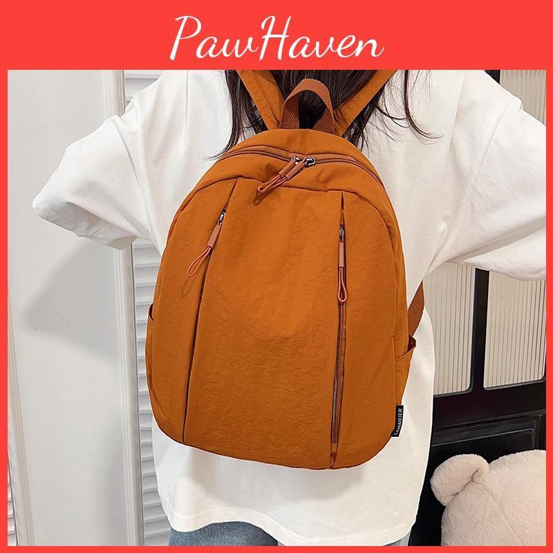 Color Solid Fashion Large Capacity Backpack Surface Inner Pocket Travel School