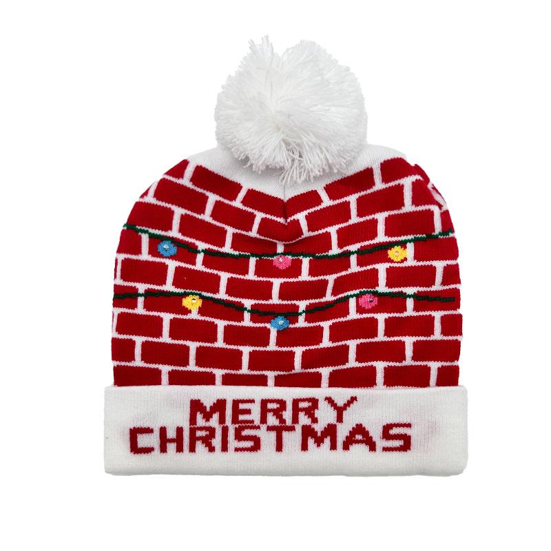 Hot Sale Jacquard Christmas Hat Hairball Ruffled New Year's Gift Winter Warm Cover Knitted Hat