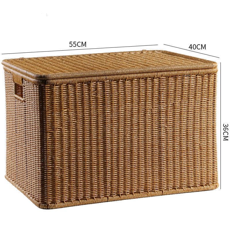 Extra großer Aufbewahrungskorb aus geflochtenem Rattanimitat mit Deckel für Kleidung