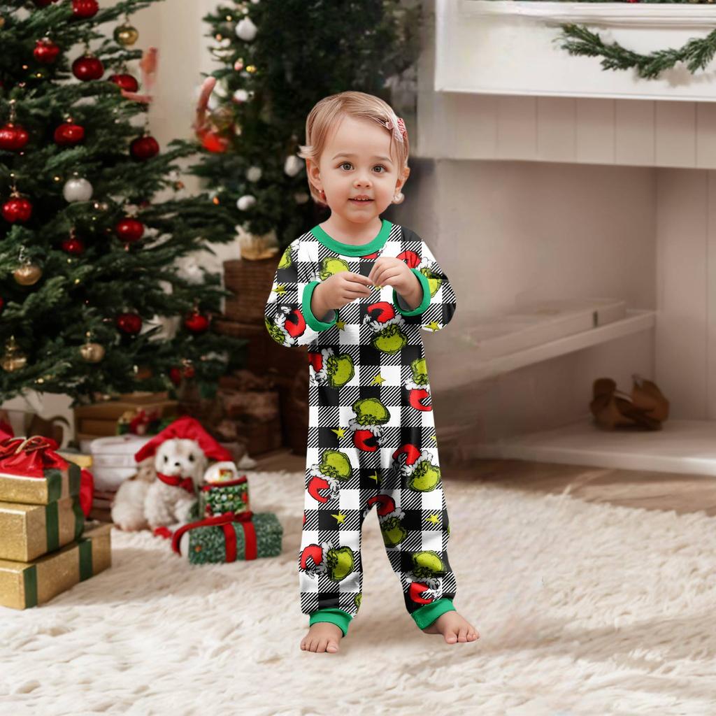 Parent-child Christmas Print Home Suit Long-sleeved Top And Pants