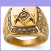 Fashion Rhinestone Masonic Symbol Mens Ring With Elegant Gold Alloy Finish For Hip Hop And Street Style