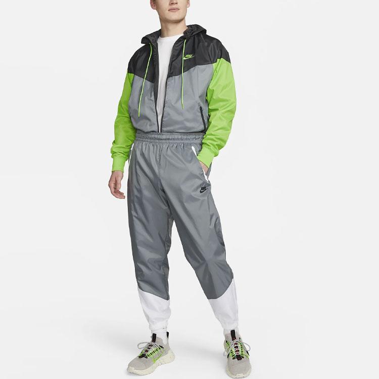 Nike Sportswear Windrunner Logo Embroidered Color Block Hooded Jacket Men Jackets Coal DA0001-065