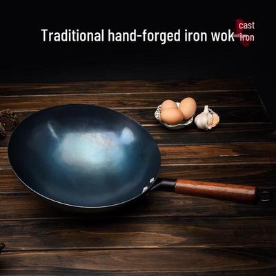 Handmade Traditional Iron Wok with Black Handle