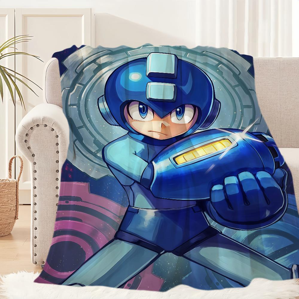 Cool Classic Game M-Mega Man Blanket Blanket for Couch Sofa Travel Home Picni Flannel Blanket Birthday Gift Warm Comfortable