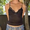 Y2K Lace Vest: Solid Color Slim-Fit Camisole with Patchwork for Women - European and American Street Style