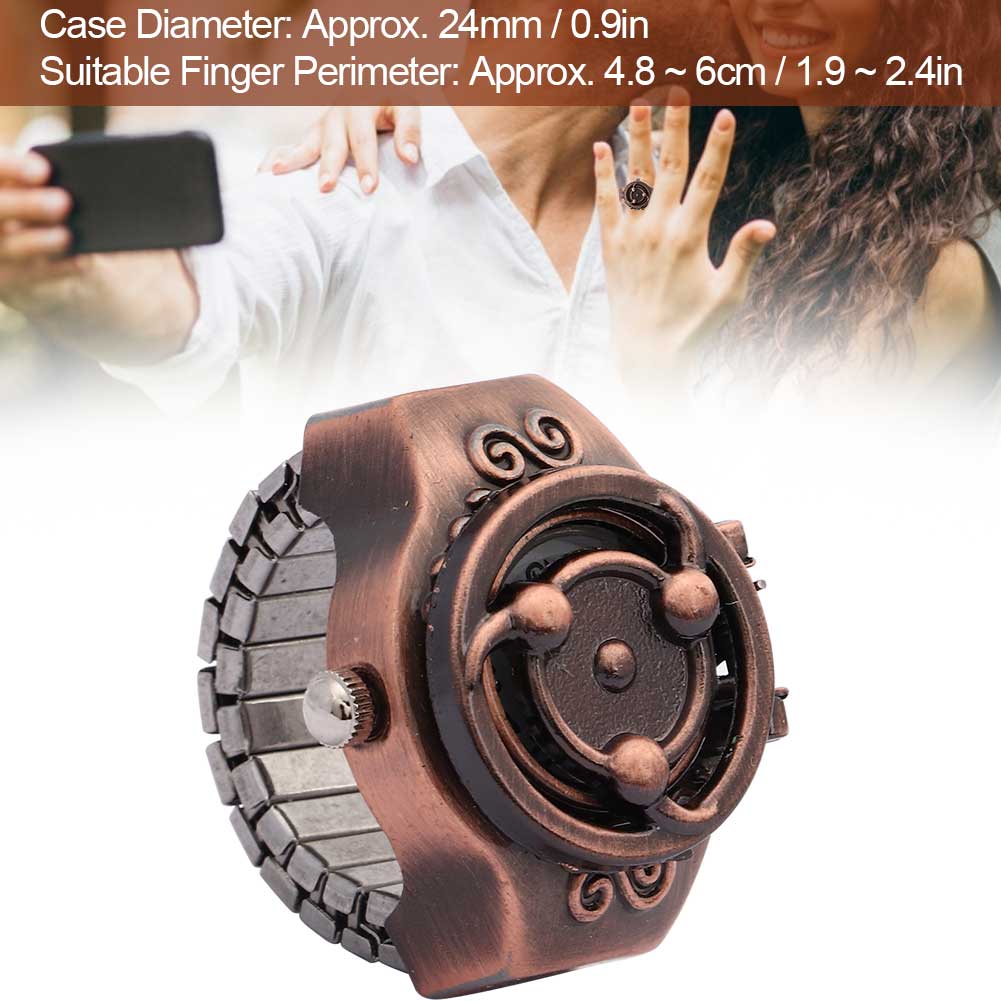 Finger Ring Watch Flip Up Cover Vintage Anime Style Men Finger Quartz Watch(Red )