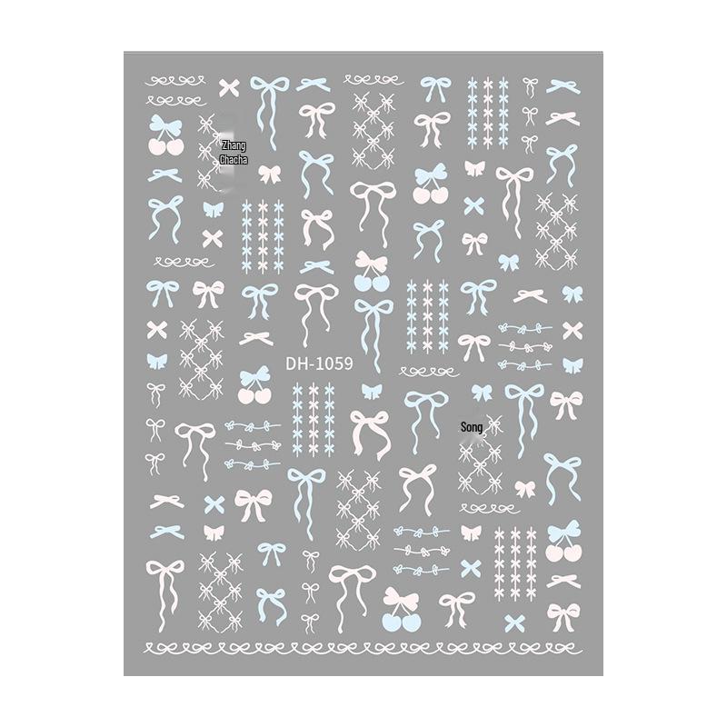 Redanco3D Cartoon Bow Nail Stickers - Cute Pink & Blue (DH-1059)