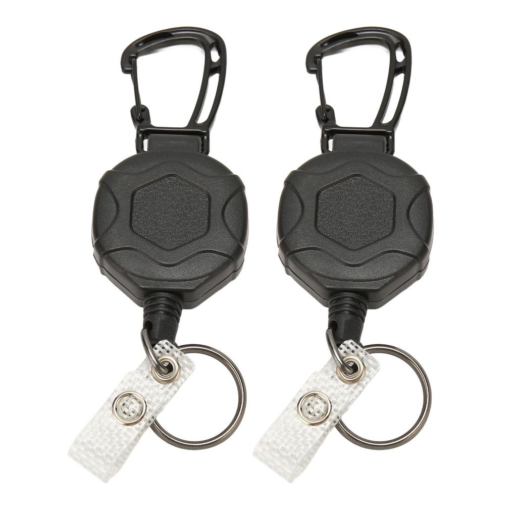 2 Adet Geri Çekilebilir Anahtarlık Ağır Hizmet Tipi Karabina Kimlik Kartı Tutucu Geri Çekilebilir Çelik Tel Halatlı