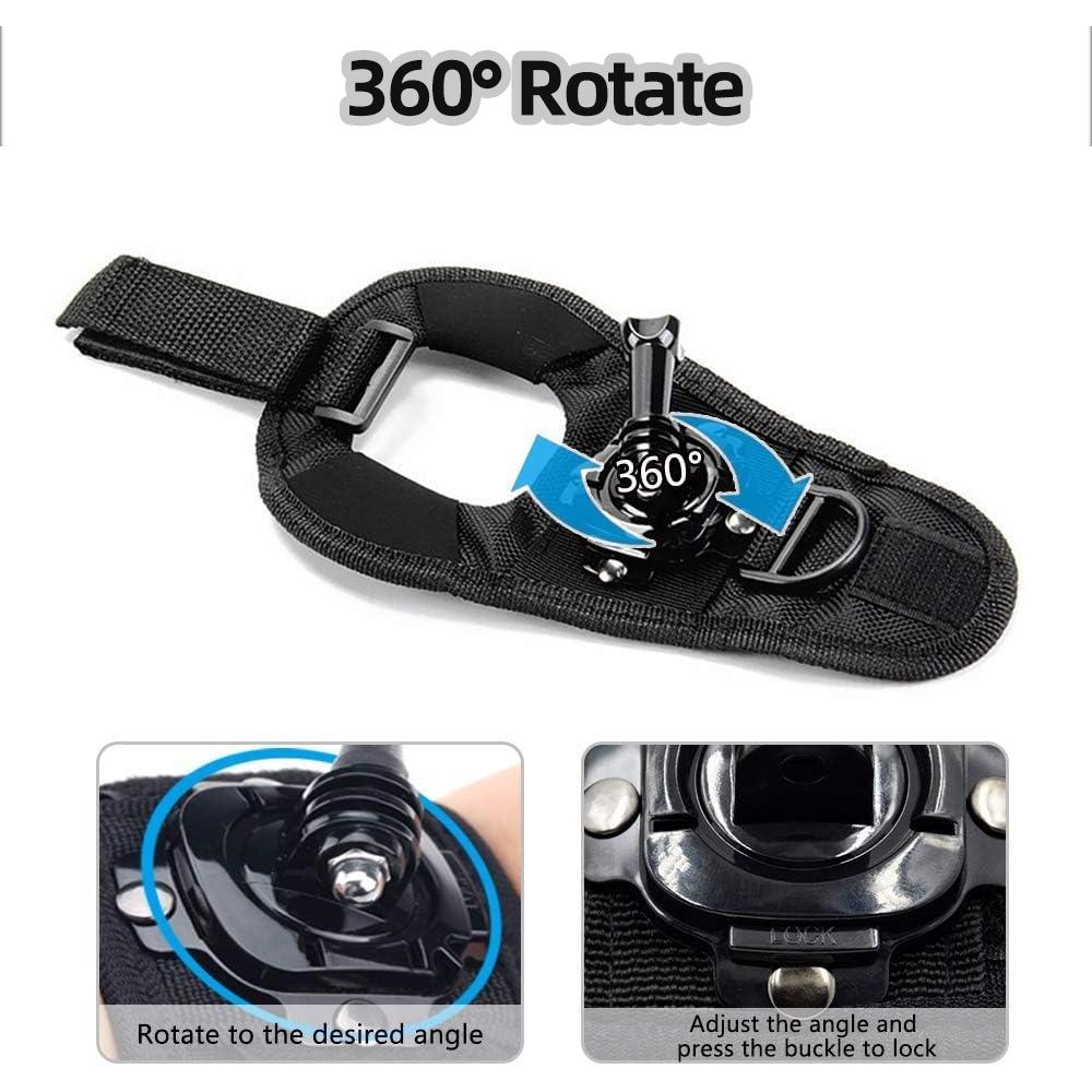 Glove Wrist Strap Mount 360° Rotatable for GoPro Hero 13 12 11 10 9, Adjustable Palm Hand Holder for Action Camera POV Vlogging