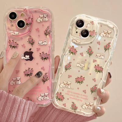 Applicabile a Custodia per Cellulare Apple 15 Iphone14promax Schermo Intero Gatto Floreale 13 Silicone Trasparente 12 Confezione Completa Morbida