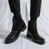 Herrenstiefel Britischer Stil Business Lederstiefel Mode Spitz Schnürstiefelette Lässige High-Top Stiefel für Herren Punk Rock Stiefel