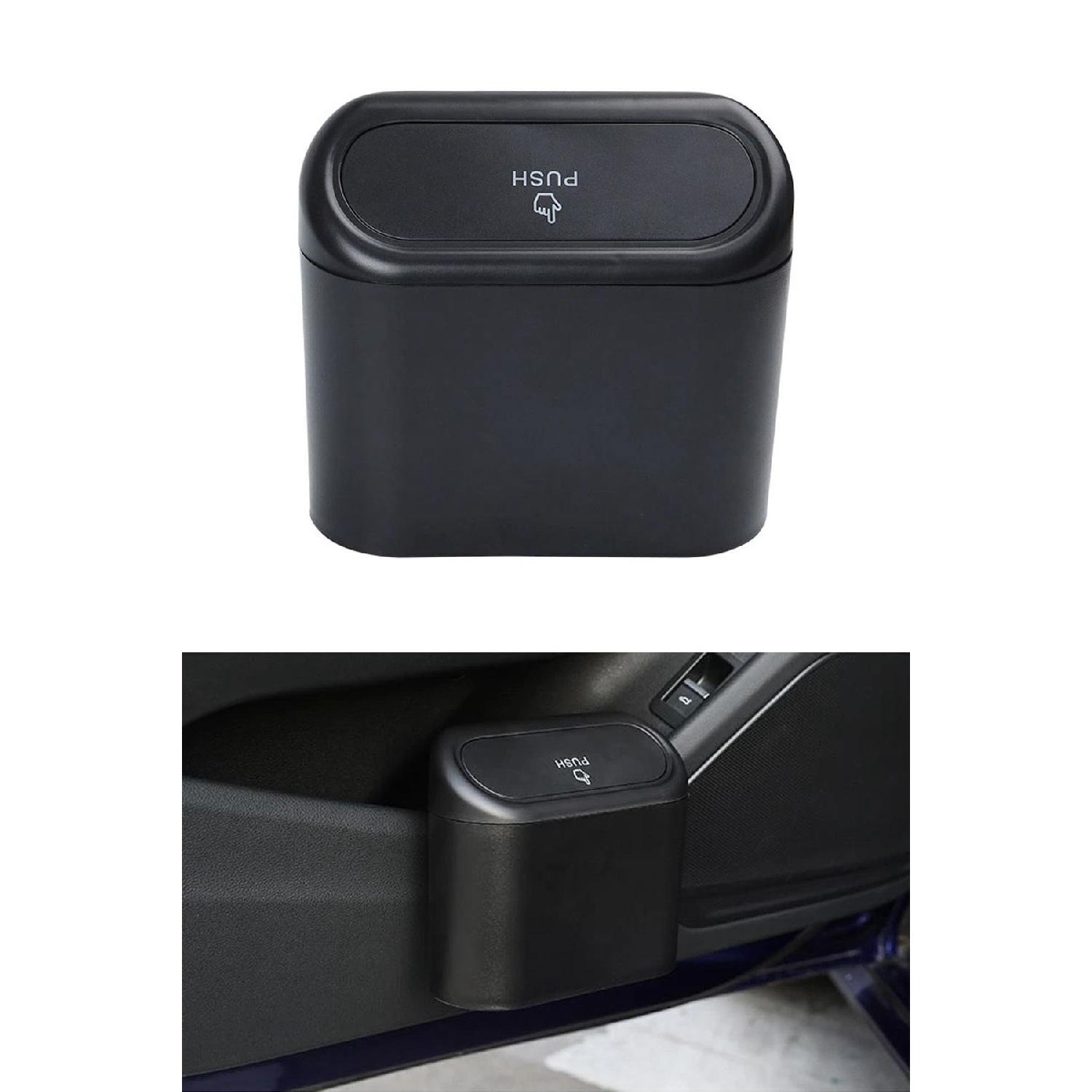 

Auto Accessory Car Trash Can Black Portable In-car Portable Lid Organizer Dustbin