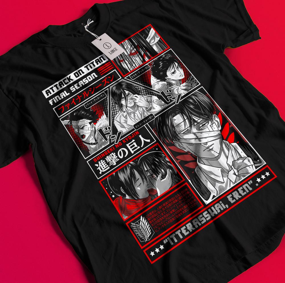 

Attack On Titan Shirt Eren Mikasa Tshirt Levi T-Shirt AOT Erwin Hange Zeke Beast BB1667 2XL