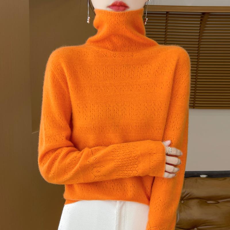 Dame Cashmere Sweater Qinghe Cashmere 30% Cashmere 70% Uld Efterår og Vinter Pullover Varm og Moderigtig