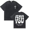 Washed Christian Religious Jesus Forgive Them Father Tshirt Men Women Fashion Oversized Short Sleeve Summer Male Vintage Tees