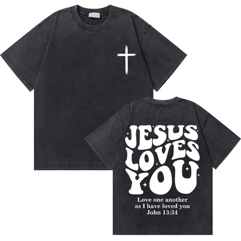 

Washed Christian Religious Jesus Forgive Them Father Tshirt Men Women Fashion Oversized Short Sleeve Summer Male Vintage Tees S