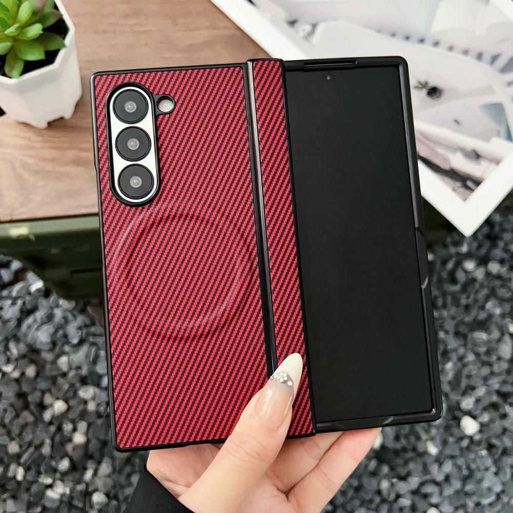 High End Carbon Fiber Magnetic Hinge for Magsafe Phone Case For Samsung Galaxy Z Fold 7 6 5 4 3 Wireless Charging Bumper Cover