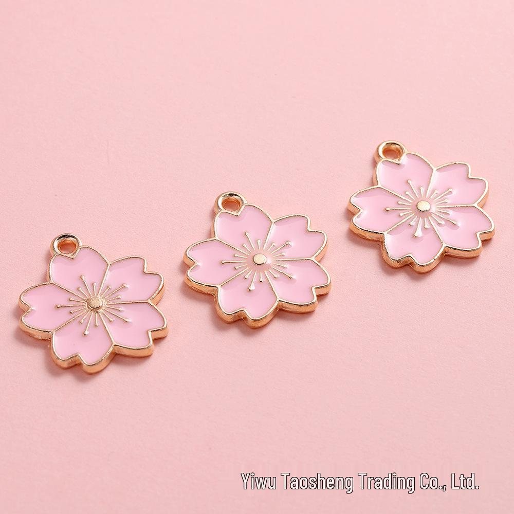 Cherry Blossom Drip Oil Alloy Pendant for DIY Jewelry: Earrings, Bracelets, Hair Accessories, and Phone Charms