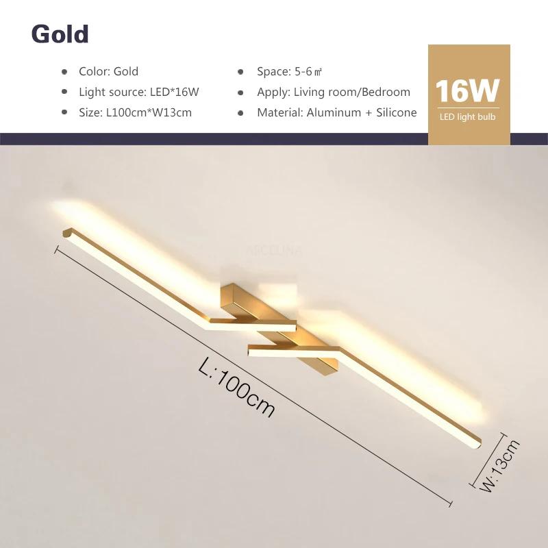 Moderne LED-Linie Deckenleuchte Schwarz Gold für Wohnzimmer Esszimmer Flur Schlafzimmer Arbeitszimmer Entrway Deckenleuchten