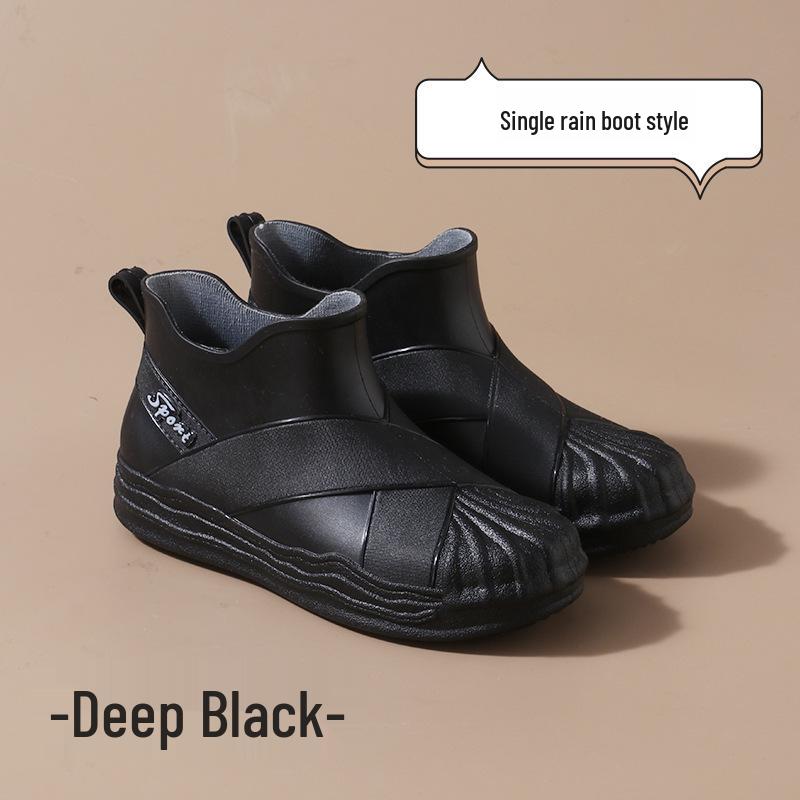 Women's Fashionable Short Ankle Rain Boots with Cotton Velvet Liner - Non-slip, Low Cut, Warm Rubber Shoes