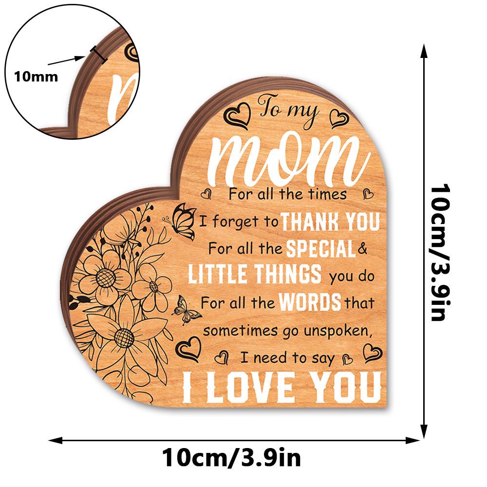 MZ1021-1031 Mother's Day Heart Wooden Desktop Ornament