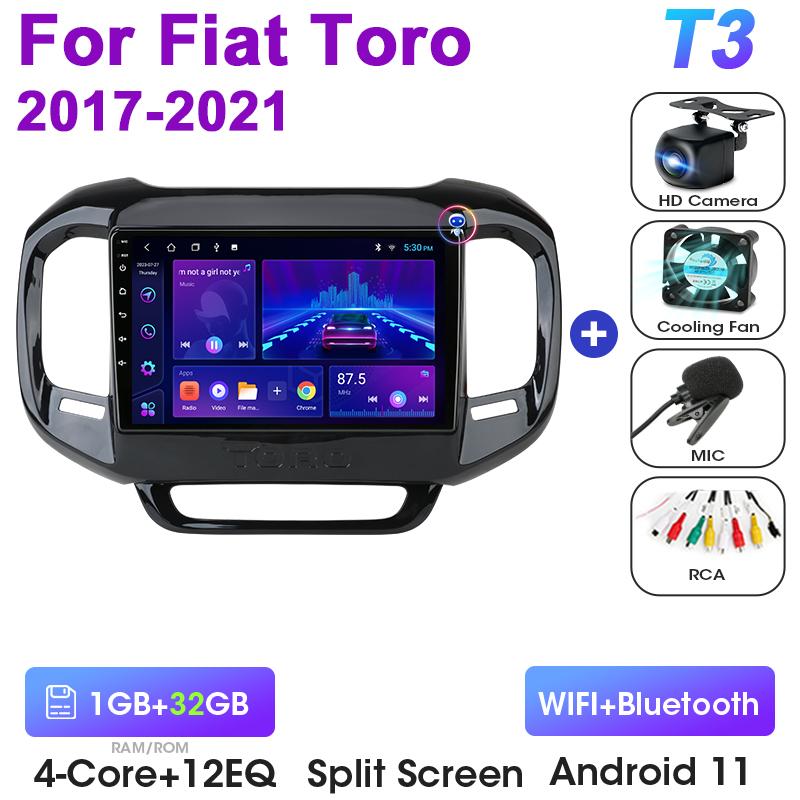 2 Din Android 12 Car Radio ForFiat Toro 2017 - 2025 Multimedia Video Player Navigation GPS 4G Carplay Auto Stereo QLED Head Unit
