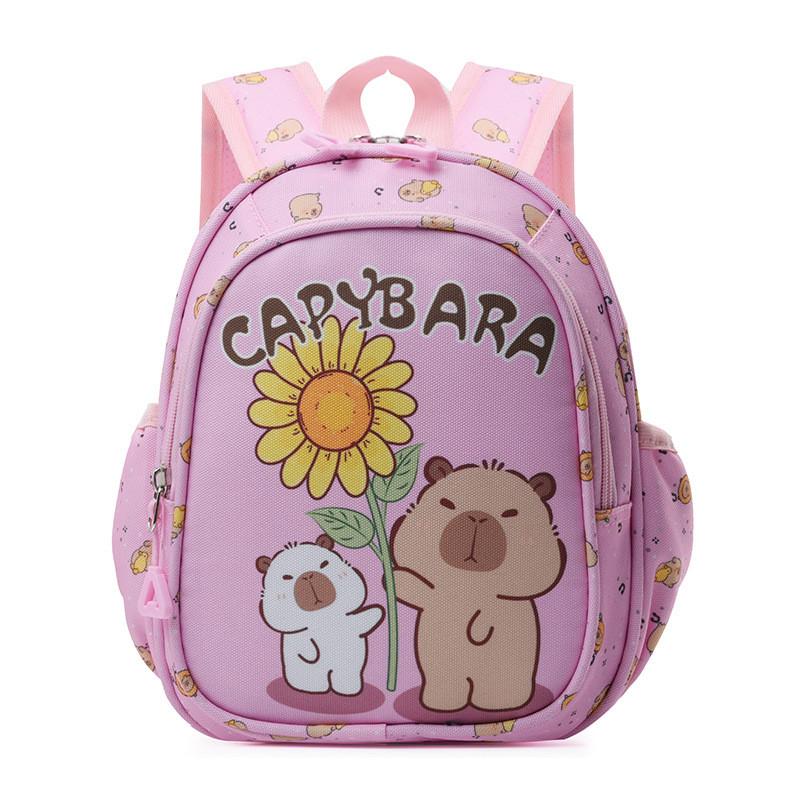 Capybara Kids Backpack For School With Nylon Material And Cartoon Pattern