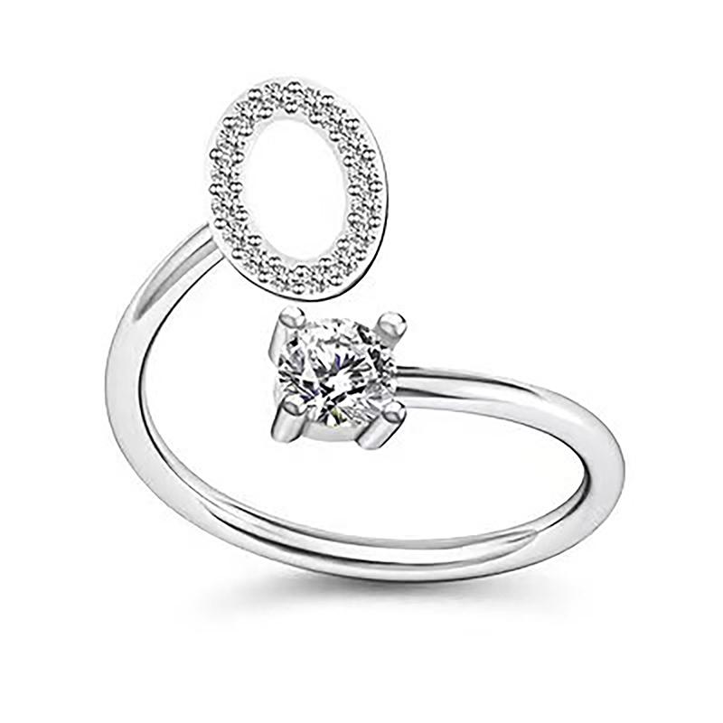 Glänzender Ring mit 26 Buchstaben, verstellbar, mit Initiale zum Öffnen, Charm-Schmuck, Geschenk
